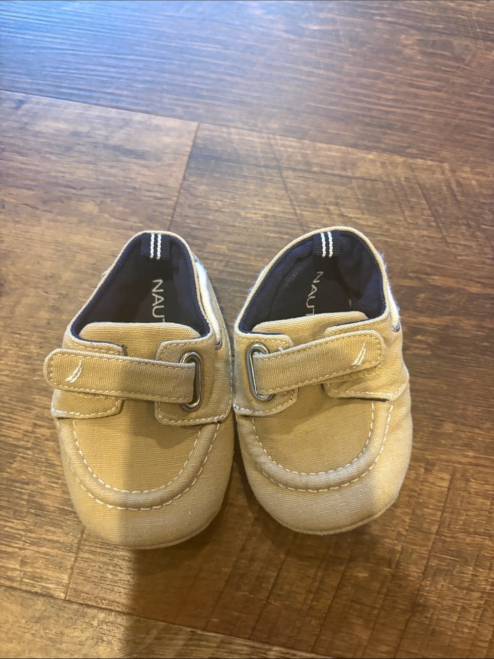 Nautica Toddler Tan Canvas Hook-and-Loop Boat Shoes